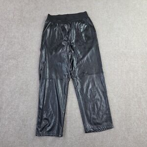 Lola & Sophie Pants Womens Size 6 Black Microfiber Faux Leather Cropped Pockets